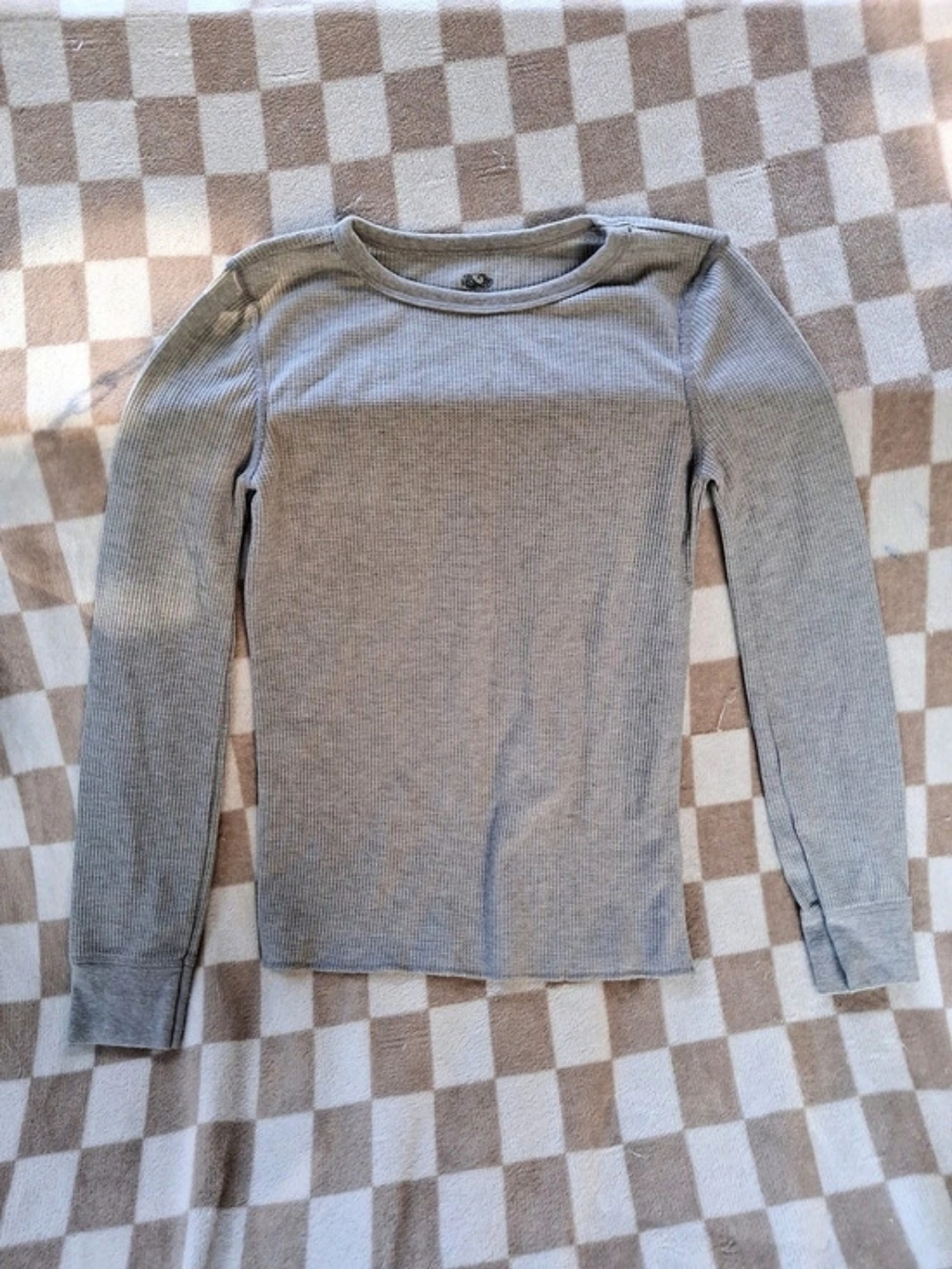 Fruit of the Loom Kids Waffle Thermal Crew Top Gray XL